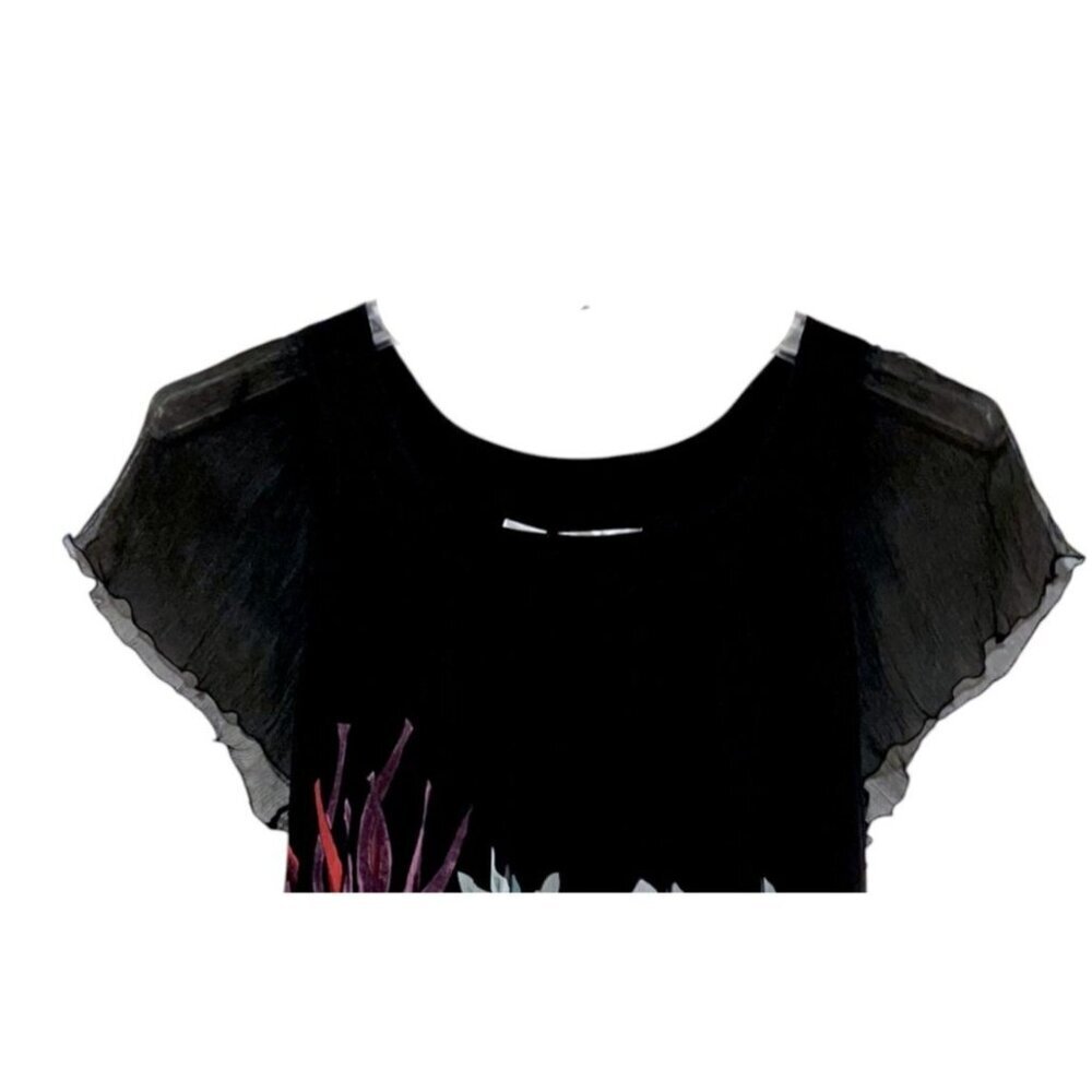 Y2K Max Studio Silk Midi Dress L Babydoll A Line Whimsygoth Dark Fairy 100% Silk - Picture 3 of 7